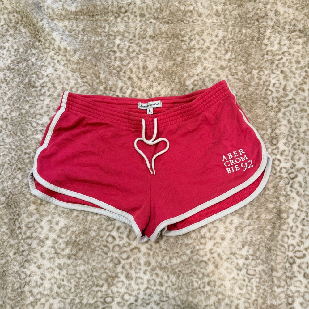 Abercrombie & Fitch Pink Red Dolphin Shorts Womens Size L Y2K McBling Vibe